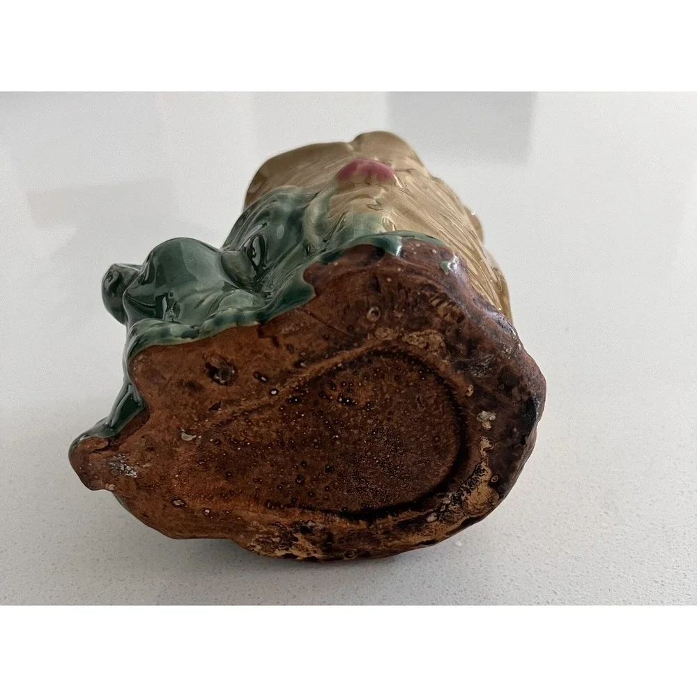 Vintage Majolica Pottery Ceramic Elephant Vase